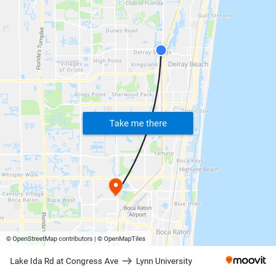 Lake Ida Rd at  Congress Ave to Lynn University map