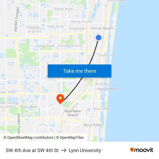 SW 4TH AVE at  SW 4TH ST to Lynn University map