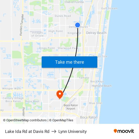 Lake Ida Rd at  Davis Rd to Lynn University map