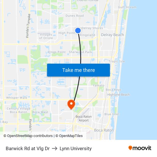 Barwick Rd at Vlg Dr to Lynn University map