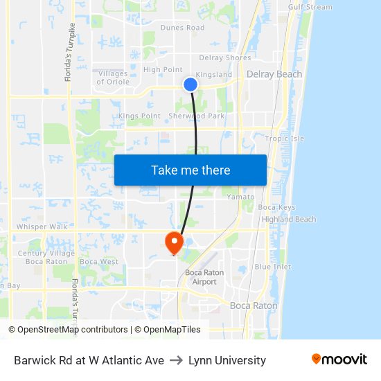 Barwick Rd at  W Atlantic Ave to Lynn University map