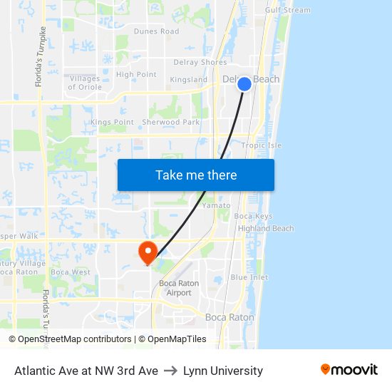 Atlantic Ave at NW 3rd Ave to Lynn University map