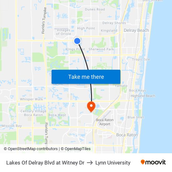 Lakes Of Delray Blvd at  Witney Dr to Lynn University map