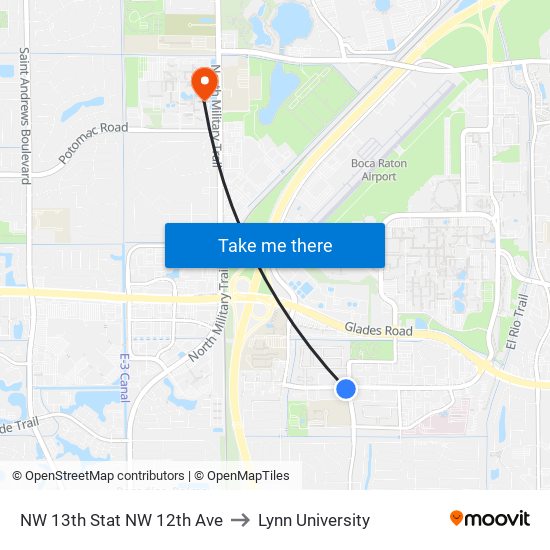 NW 13th Stat NW 12th Ave to Lynn University map