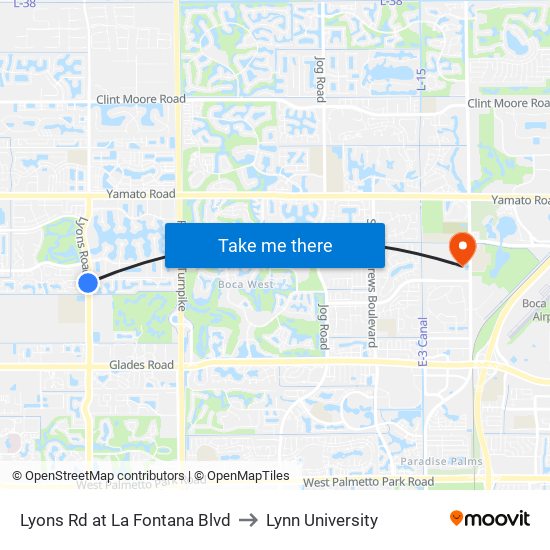 Lyons Rd at  La Fontana Blvd to Lynn University map