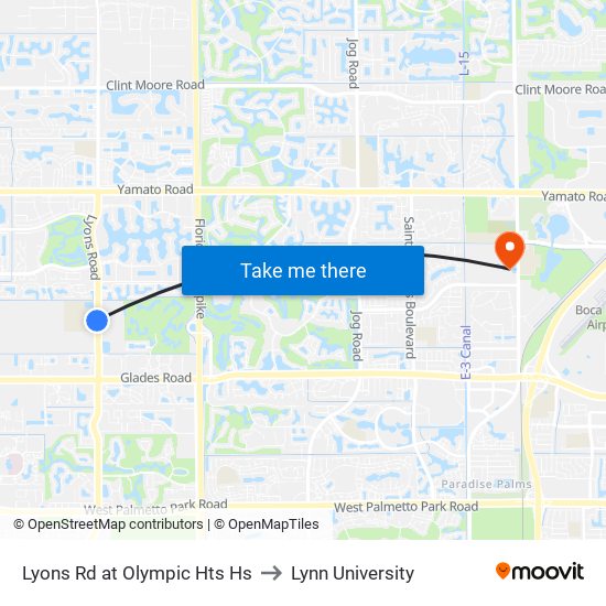 Lyons Rd at  Olympic Hts Hs to Lynn University map