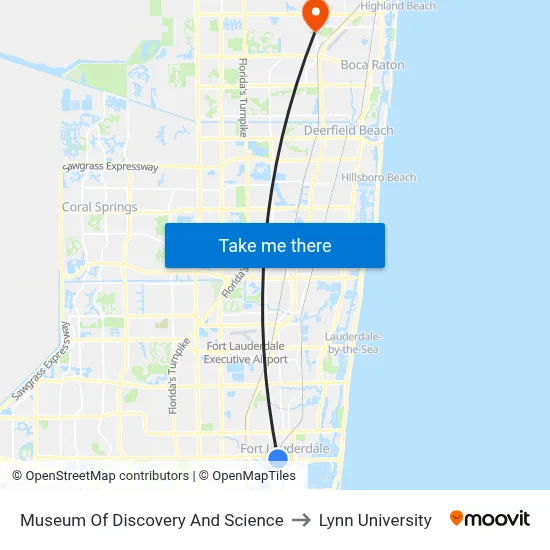 Museum Of Discovery And Science to Lynn University map