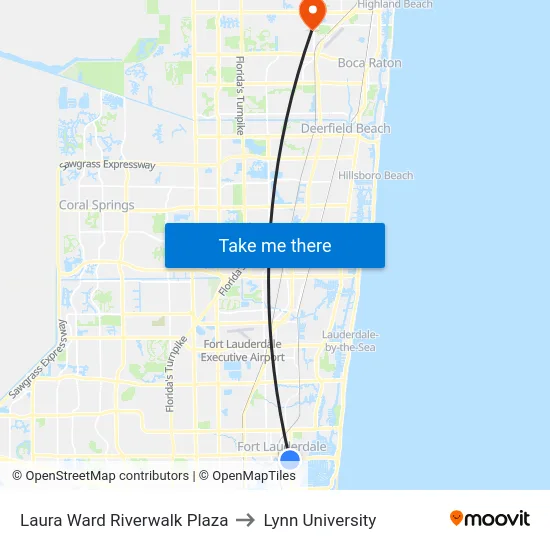 Laura Ward Riverwalk Plaza to Lynn University map