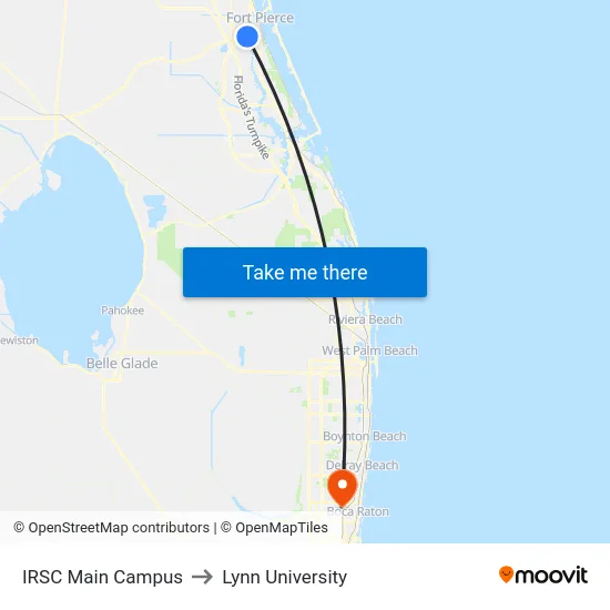 IRSC Main Campus to Lynn University map