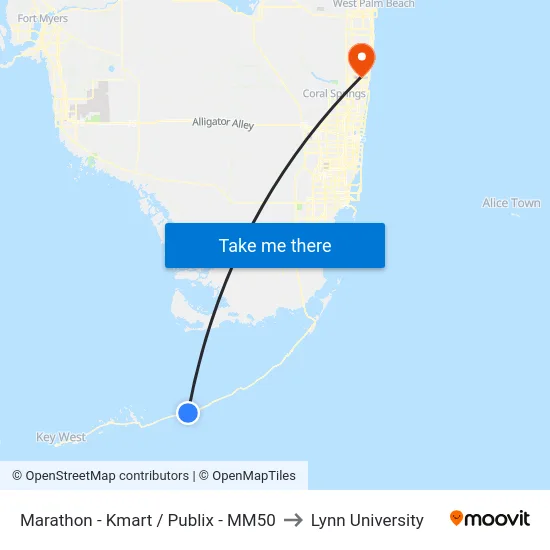 Marathon - Kmart / Publix  - MM50 to Lynn University map
