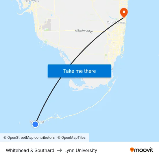 Whitehead & Southard to Lynn University map