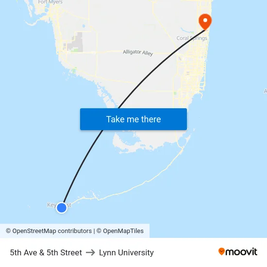 5th Ave & 5th Street to Lynn University map