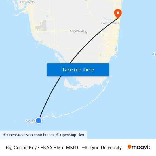 Big Coppit Key - FKAA Plant MM10 to Lynn University map