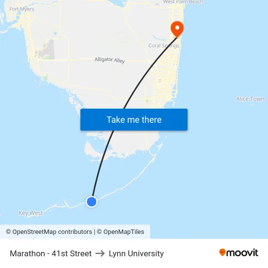 Marathon - 41st Street to Lynn University map