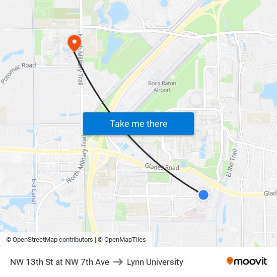 NW 13TH ST at NW 7TH AVE to Lynn University map