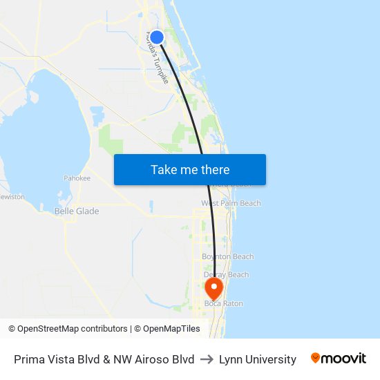 Prima Vista Blvd & NW Airoso Blvd to Lynn University map