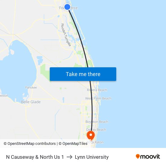 N Causeway & North Us 1 to Lynn University map