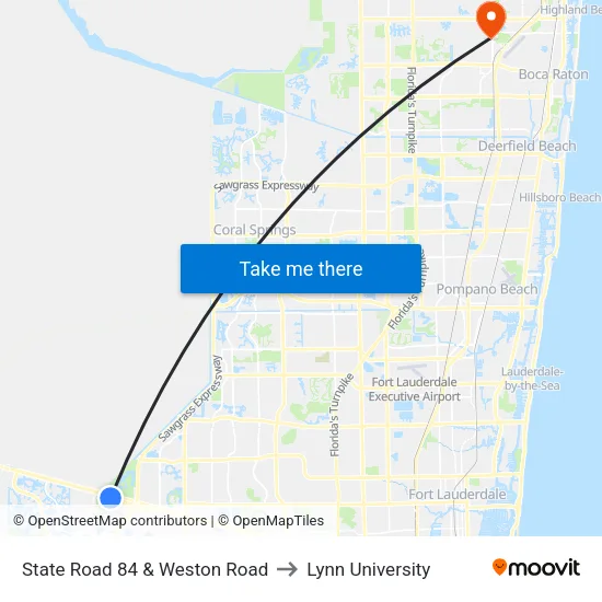 State Road 84 & Weston Road to Lynn University map