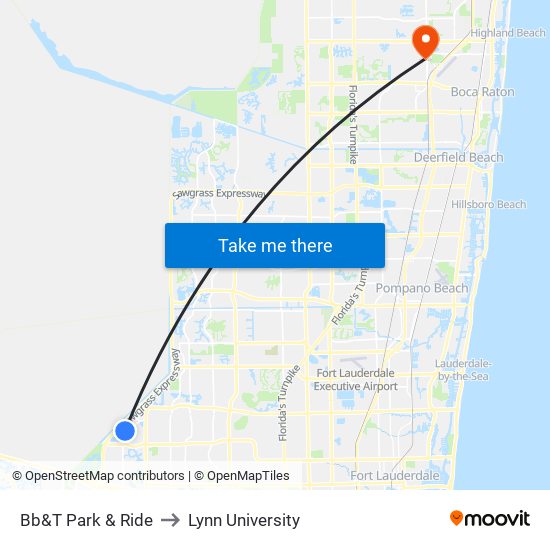 Bb&T Park & Ride to Lynn University map