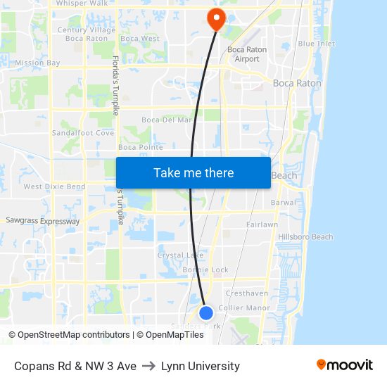 Copans Rd & NW 3 Ave to Lynn University map