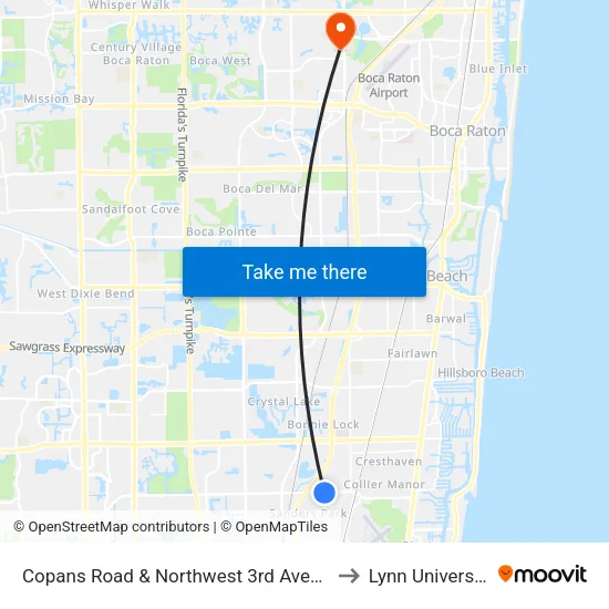 Copans Road & Northwest 3rd Avenue to Lynn University map