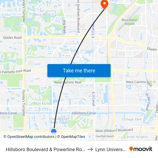 Hillsboro Boulevard & Powerline Road to Lynn University map