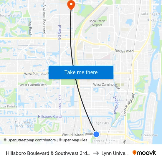 Hillsboro Boulevard & Southwest 3rd Avenue to Lynn University map