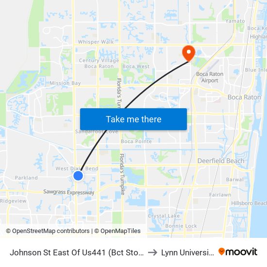 Johnson St East Of Us441 (Bct Stop) to Lynn University map