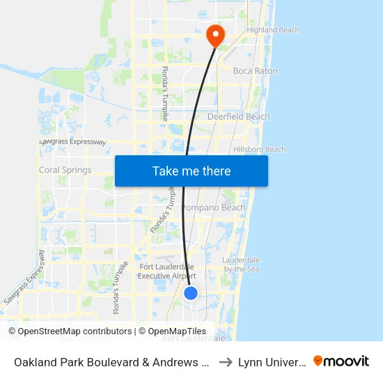 Oakland Park Boulevard & Andrews Avenue to Lynn University map