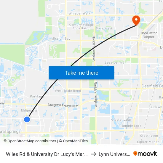 Wiles Rd & University Dr Lucy's Market to Lynn University map