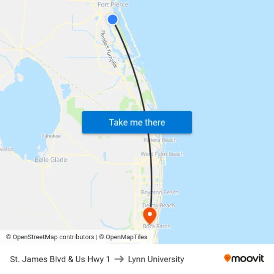St. James Blvd & Us Hwy 1 to Lynn University map