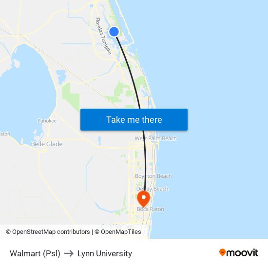 Walmart (Psl) to Lynn University map