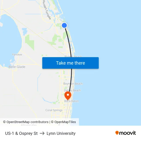 US-1 & Osprey St to Lynn University map
