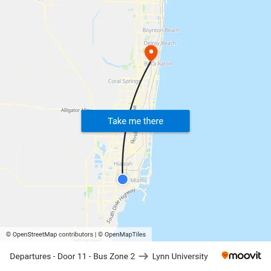 Departures - Door 11 - Bus Zone 2 to Lynn University map