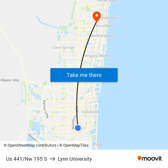 Us 441/Nw 195 S to Lynn University map