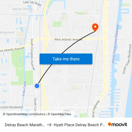 Delray Beach Marathon to Hyatt Place Delray Beach Pool map