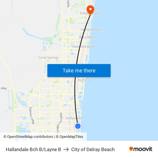 Hallandale Bch B/Layne B to City of Delray Beach map