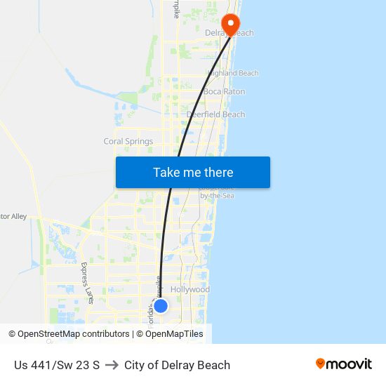 Us 441/Sw 23 S to City of Delray Beach map