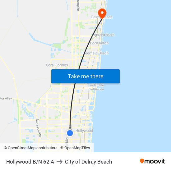 HOLLYWOOD B/N 62 A to City of Delray Beach map