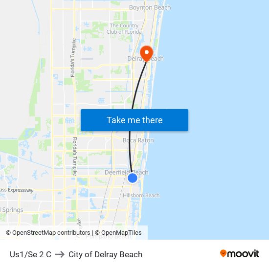 US1/SE 2 C to City of Delray Beach map