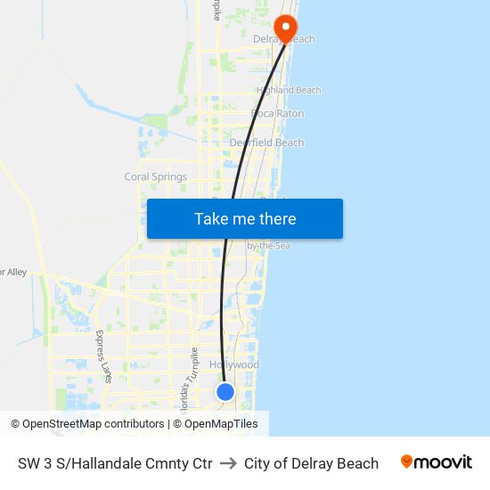 SW 3 S/HALLANDALE CMNTY CTR to City of Delray Beach map