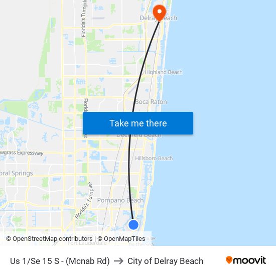 Us 1/Se 15 S - (Mcnab Rd) to City of Delray Beach map