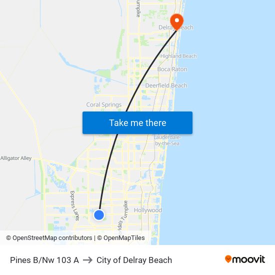 PINES B/NW 103 A to City of Delray Beach map