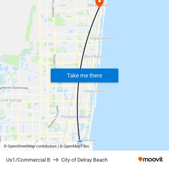 Us1/Commercial B to City of Delray Beach map