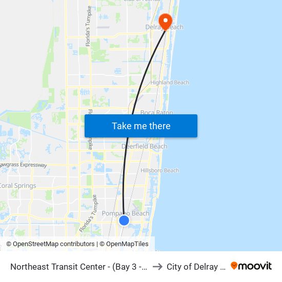 Northeast Transit Center - (Bay 3 - Rt60 North) to City of Delray Beach map