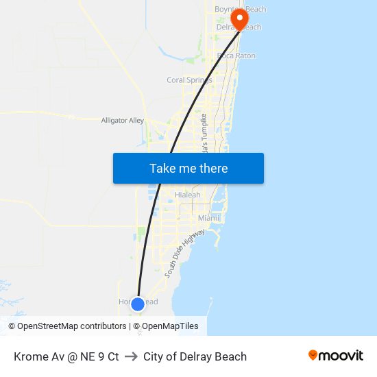 Krome Av @ NE 9 Ct to City of Delray Beach map