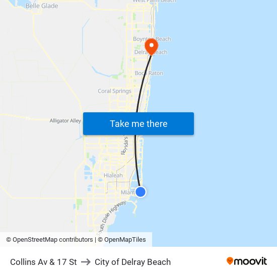 Collins Av & 17 St to City of Delray Beach map