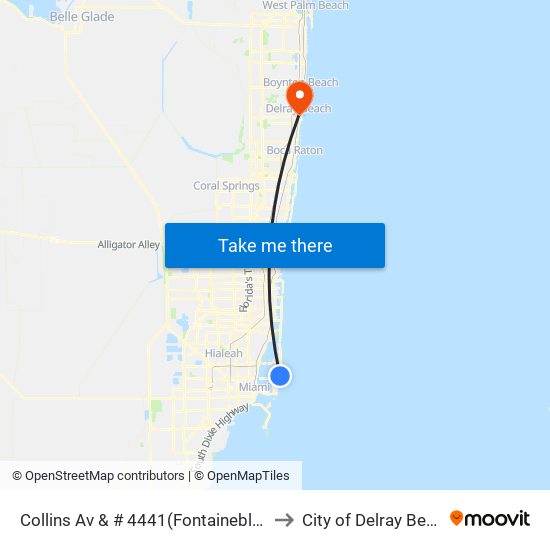 Collins Av & # 4441(Fontainebleau) to City of Delray Beach map