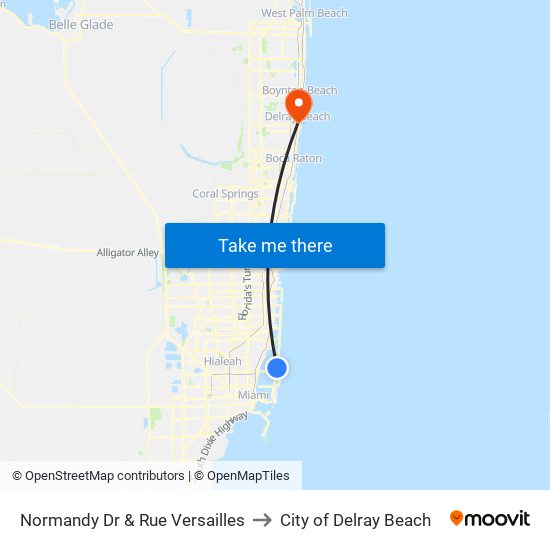 Normandy Dr & Rue Versailles to City of Delray Beach map