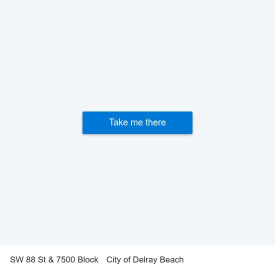 SW 88 St & 7500 Block to City of Delray Beach map